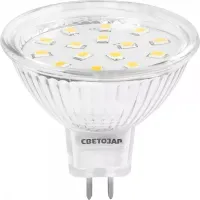 Лампа СВЕТОЗАР светодиодная "LED technology", цоколь GU5.3, теплый белый свет (3000К), 220В, 3Вт (25) 44550-25_z01