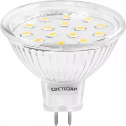 Лампа СВЕТОЗАР светодиодная "LED technology", цоколь GU5.3, теплый белый свет (3000К), 220В, 3Вт (25) 44550-25_z01