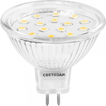 Лампа СВЕТОЗАР светодиодная &quot;LED technology&quot;, цоколь GU5.3, теплый белый свет (3000К), 220В, 3Вт (25) 44550-25_z01 купить в Нефтеюганске