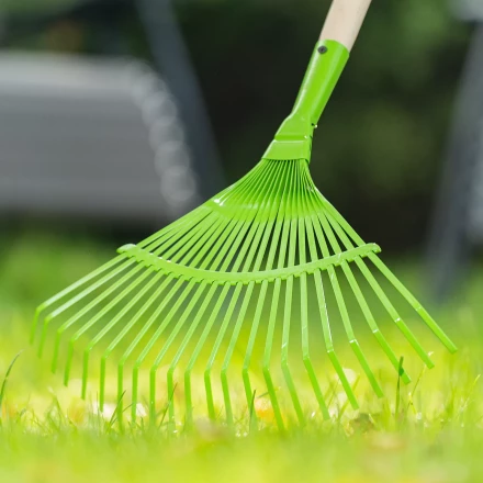 Грабли веерные стальные Palisad, 425 мм, 22 плоских зуба, эмалированные, без черенка, 617705 купить в Нефтеюганске