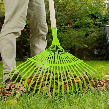 Грабли веерные стальные Palisad, 425 мм, 22 плоских зуба, эмалированные, без черенка, 617705 купить в Нефтеюганске