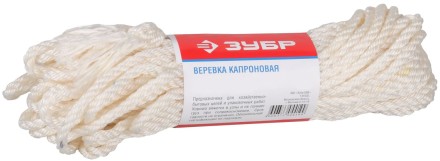Веревка ЗУБР капроновая, d=6,0 мм, 20 м, 375 кгс, 12,5 ктекс 50206 купить в Нефтеюганске