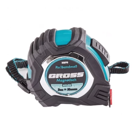 Рулетка Magnetisch 3 м х 16 мм обрезиненный корпус автоматическая фиксация Нейлоновое покрытиеытие зацеп с магнитом Gross 32570 купить в Нефтеюганске