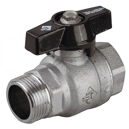 Кран шаровой ЗУБР полнопроходной &quot;мама-папа&quot;, бабочка, хромиров латунь, 3/4&quot; 4-51324-C-3/4 купить в Нефтеюганске