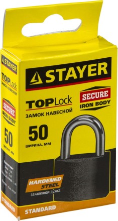 Замок STAYER &quot;STANDARD&quot; навесной, металлический корпус, закаленная дужка, 50 мм 37160-50 купить в Нефтеюганске