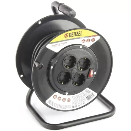 Удлинитель силовой на кабельной катушке 25м 4 розетки 16А серия УХз16 DENZEL 95905 купить в Нефтеюганске
