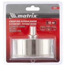 Сверло алмазное по керамограниту 100 х 67 мм 3-гранный хвостовик MATRIX артикул 726883