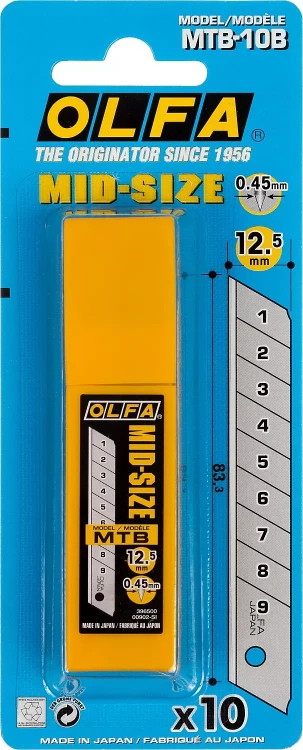 Лезвия OLFA сегментированные для OL-MT-1, 9 сегментов, 12,5мм OL-MTB-10B купить в Нефтеюганске