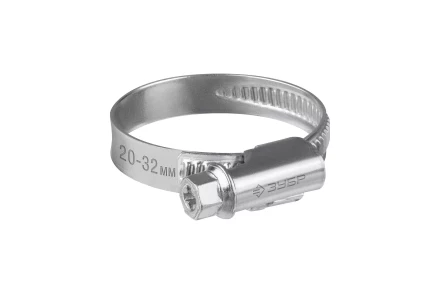 ЗУБР Х-9Н, 20 - 32 мм, накатная лента 9 мм, цинк, 50 шт, червячный хомут (37807-32) купить в Нефтеюганске