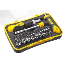 Набор STAYER "MASTER" "HERCULES": Отвертка реверсивная, Т-образная отвертка-битодержатель, адаптер для торц голов, 43 предм 25084-H43