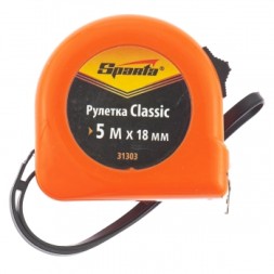 Рулетка Classic, 5 м х 18 мм, пластиковый корпус  SPARTA 31303