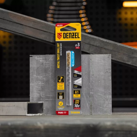 Сверло спиральное по металлу 3 х 100 мм, Р6М5, Golden Tip, удлиненное, 2шт. Denzel 718247 купить в Нефтеюганске