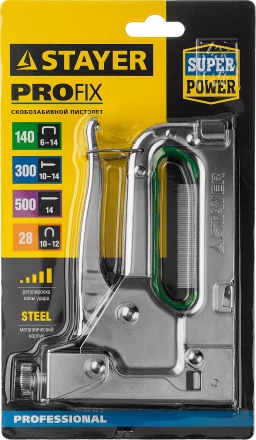 Степлер &quot;Max 140&quot; с регулировкой силы удара, металл корпус 4-в-1: тип 140 (6-14 мм) / 28 (9-11 мм) / 300 (10-14 мм) / 500 (14 мм), STAYER 31508_z02 купить в Нефтеюганске