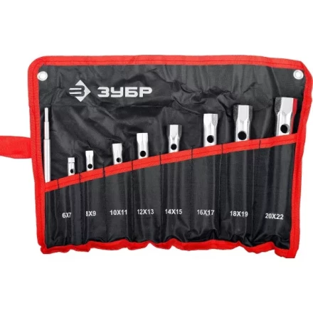 Набор ЗУБР &quot;МАСТЕР&quot;: Ключи торцовые, трубчатые двухсторонние, 6-22мм, с воротком, 9шт 27162-H9 купить в Нефтеюганске