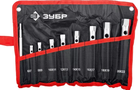 Набор ЗУБР &quot;МАСТЕР&quot;: Ключи торцовые, трубчатые двухсторонние, 6-22мм, с воротком, 9шт 27162-H9 купить в Нефтеюганске