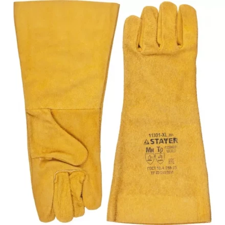 Термостойкие краги STAYER &quot;MASTER&quot; для сварки и тяжелых механических работ, 400 мм 11331-XL_z01 купить в Нефтеюганске