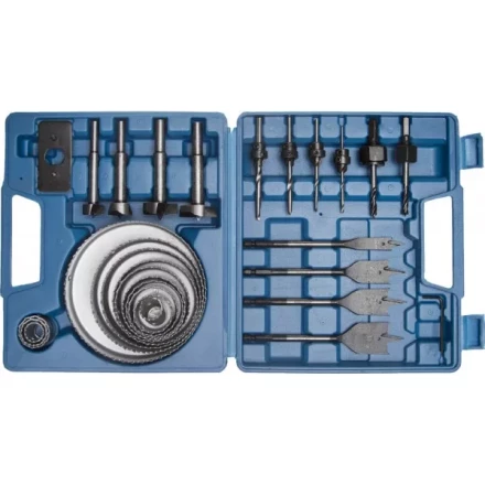 Набор ЗУБР &quot;ЭКСПЕРТ&quot; Коронки по дереву 19-127мм, державка 19-30мм, державка с опорн. осн., ключ имбус., сверла, 28 пред 29555-H28 купить в Нефтеюганске