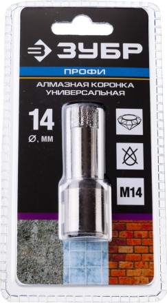 Алмазная коронка ЗУБР &quot;ПРОФЕССИОНАЛ&quot; универсальная для УШМ, сухое сверление, алмазы на вакуумной пайке,  посадка М14, d=16мм 29865-16 купить в Нефтеюганске