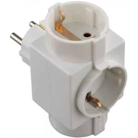 Тройник СВЕТОЗАР электрический с заземлением и защитной шторкой, 3 гнезда SV-55095 купить в Нефтеюганске