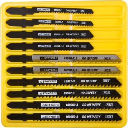 Набор STAYER &quot;PROFI&quot; Пилки &quot;МАСТЕР №3&quot; для эл/лобзика, по дереву, мет. и пластику, EU-хвост.,10шт 15981-H10-3 купить в Нефтеюганске