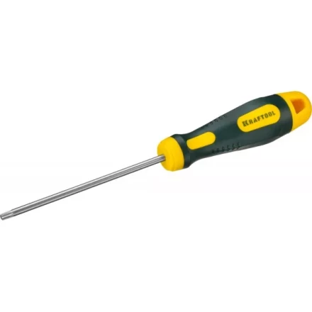 Отвертка KRAFTOOL, Cr-Mo-V сталь, двухкомпонентная противоскользящая рукоятка, TORX Hole, №20x100мм 250077-20-100 купить в Нефтеюганске