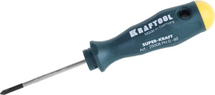 Отвертка KRAFTOOL, Cr-Mo-V закалённый стержень, двухкомпонентная противоскользящ рукоятка, PH 0x60мм 25008-0-060 купить в Нефтеюганске