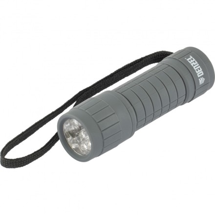Фонарь светодиодный серый корпус с мягким покрытием 9 Led 3хААА Denzel 92612 купить в Нефтеюганске