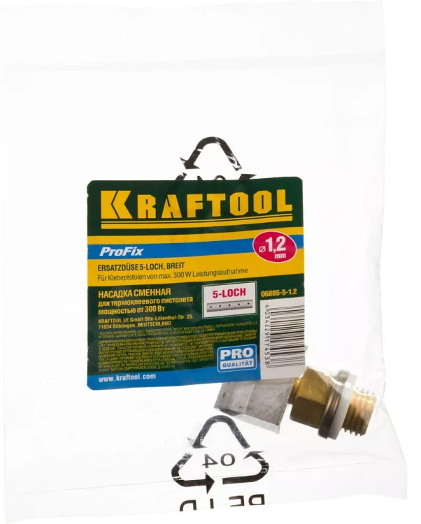 Насадка сменная KRAFTOOL "PRO" для клеевых (термоклеящих) пистолетов, широк насадка для коробок, 5 отверстий d=1,2мм, адаптер 06885-5-1.2 купить в Нефтеюганске