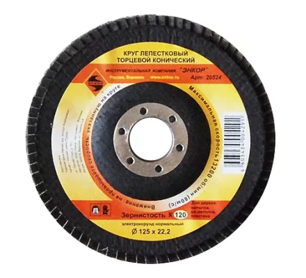 Круг лепест.торцевой конич. ф125х22.2, К120  10/20 20524 купить в Нефтеюганске