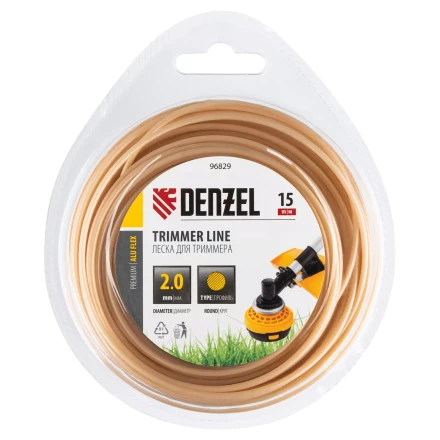 Леска для триммера армированная алюминием круглая, 2,0мм х 15м, блистер ALUFLEX Denzel 96829 купить в Нефтеюганске