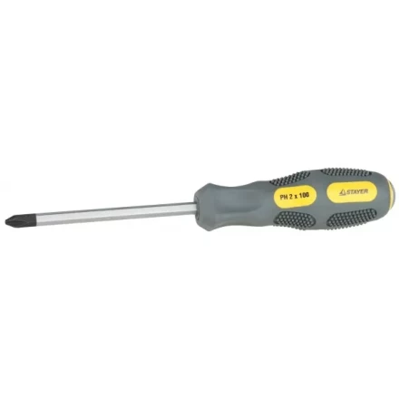 Отвертка STAYER &quot;PROFESSIONAL&quot; &quot;MAX-GRIP&quot; ударная, двухкомпонентная рукоятка, магнит наконечник, Cr-V, PH №1x75мм 25824-1-075 G купить в Нефтеюганске