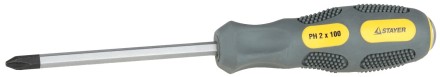 Отвертка STAYER &quot;PROFESSIONAL&quot; &quot;MAX-GRIP&quot; ударная, двухкомпонентная рукоятка, магнит наконечник, Cr-V, PH №1x75мм 25824-1-075 G купить в Нефтеюганске
