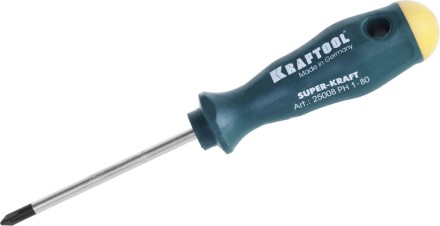 Отвертка KRAFTOOL, Cr-Mo-V закалённый стержень, двухкомпонентная противоскользящ рукоятка, PH 1x80мм 25008-1-080 купить в Нефтеюганске