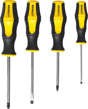 Набор STAYER &quot;MASTER&quot; HERCULES: Отвертки, Cr-V, эргономичная двухкомпонентная рукоятка, 4шт 25055-H4_z02 купить в Нефтеюганске