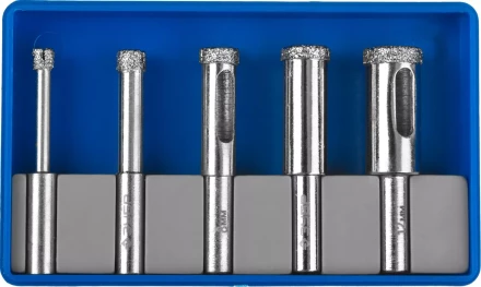 Набор ЗУБР &quot;ПРОФЕССИОНАЛ&quot;: Алмазные трубчатые сверла по керамике с кондуктором, гальваника, зерно 60, d=4/6/8/10/12мм, 6шт 29851-H6 купить в Нефтеюганске