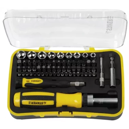 Набор STAYER &quot;MASTER&quot;: Отвертка реверсивная с эргономичной ручкой, с насадками, в пластмассовом боксе, 65 предметов 25310-H65 купить в Нефтеюганске