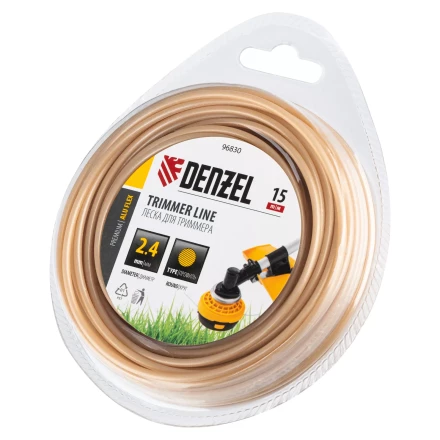 Леска для триммера армированная алюминием круглая, 2,4мм х 15м, блистер ALUFLEX Denzel 96830 купить в Нефтеюганске