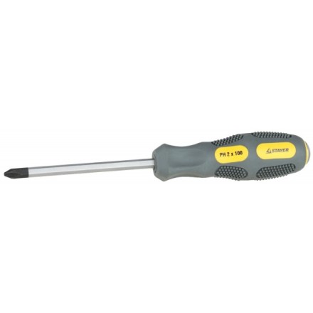 Отвертка STAYER &quot;PROFESSIONAL&quot; &quot;MAX-GRIP&quot; ударная, двухкомпонентная рукоятка, магнит наконечник, Cr-V, PH №3x150мм 25824-3-150 G купить в Нефтеюганске