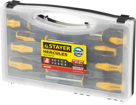 Набор STAYER &quot;MASTER&quot; HERCULES: Отвертки, Cr-V, эргономичная двухкомпонентная рукоятка, 8шт 25055-H8_z02 купить в Нефтеюганске