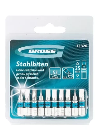 Набор бит SL5 х 25 сталь S2 10 шт Gross 11320 купить в Нефтеюганске