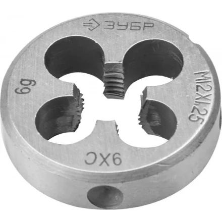 Плашка ЗУБР &quot;МАСТЕР&quot; круглая ручная для нарезания метрической резьбы, мелкий шаг, М12 x 1,25 4-28022-12-1.25 купить в Нефтеюганске