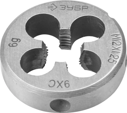 Плашка ЗУБР &quot;МАСТЕР&quot; круглая ручная для нарезания метрической резьбы, мелкий шаг, М12 x 1,25 4-28022-12-1.25 купить в Нефтеюганске