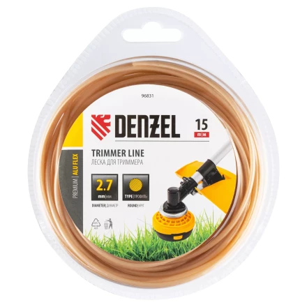 Леска для триммера армированная алюминием круглая, 2,7мм х 15м, блистер ALUFLEX Denzel 96831 купить в Нефтеюганске