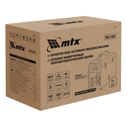 Аппарат инвертор. полуавтомат. cварки MTX MIG-160S 94301, 160A, ПВ 60%, катушка 5 кг купить в Нефтеюганске
