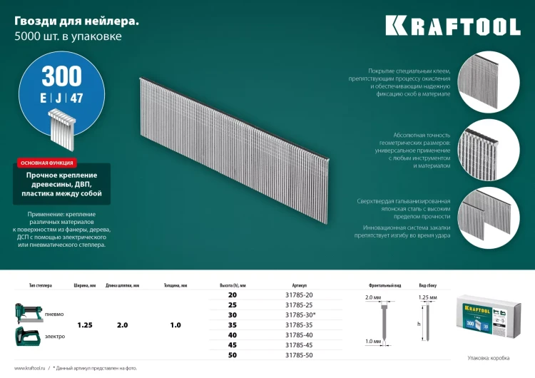 Гвозди тип 18GA (47 / 300 / F) 5000 шт 31785-30 купить в Нефтеюганске