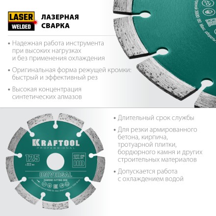 Диск алмазный отрезной для УШМ UNIVERSAL 36680-125 купить в Нефтеюганске