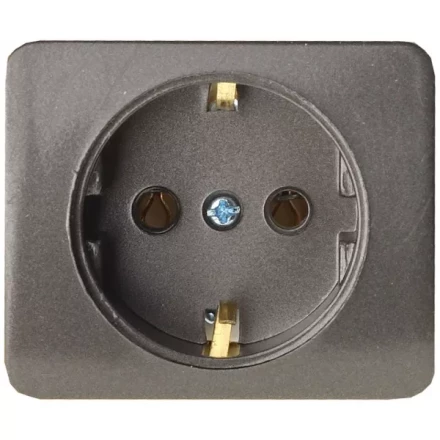 Розетка СВЕТОЗАР &quot;ГАММА&quot; с заземлением, одинарная, без вставки и рамки, цвет темно-серый металлик, 16А/~250В SV-54105-DM купить в Нефтеюганске