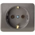 Розетка СВЕТОЗАР &quot;ГАММА&quot; с заземлением, одинарная, без вставки и рамки, цвет темно-серый металлик, 16А/~250В SV-54105-DM купить в Нефтеюганске