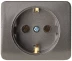 Розетка СВЕТОЗАР &quot;ГАММА&quot; с заземлением, одинарная, без вставки и рамки, цвет темно-серый металлик, 16А/~250В SV-54105-DM купить в Нефтеюганске