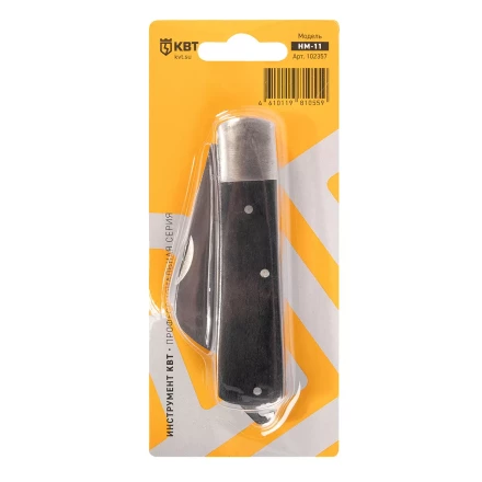 Нож электрика монтерский складной КВТ НМ-11 с изогнутым лезвием и дополнительной зоной для зачистки кабеля (102357) купить в Нефтеюганске